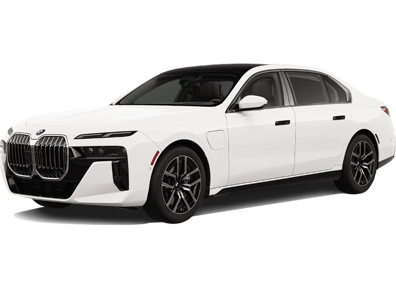White BMW 7 Series sedan shown from a front three-quarter angle